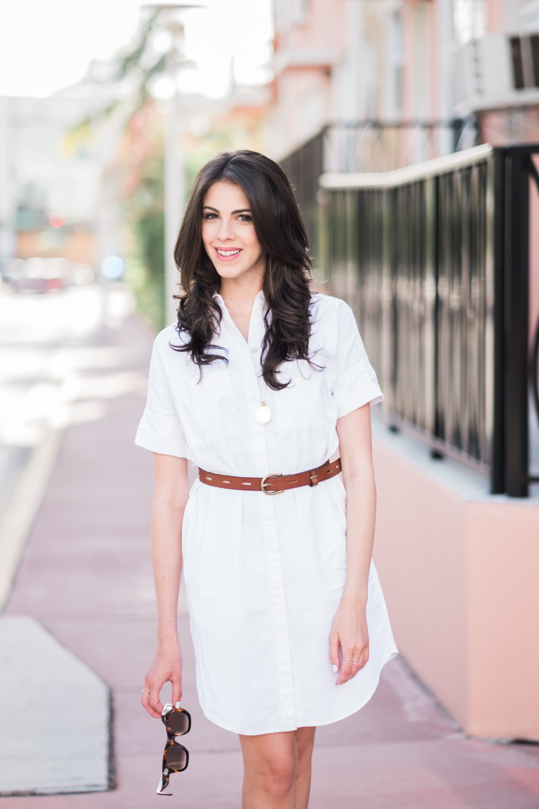 Jackie Roque styling the Madewell Courier White Dress