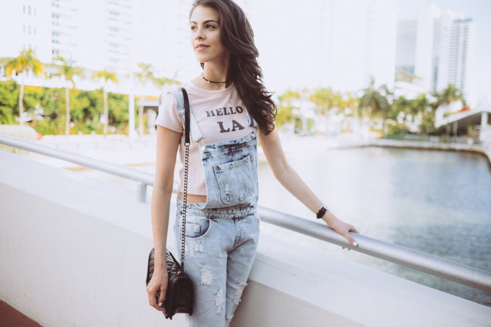 Jackie Roque wearing Forever 21 Overalls and Hello LA Tee