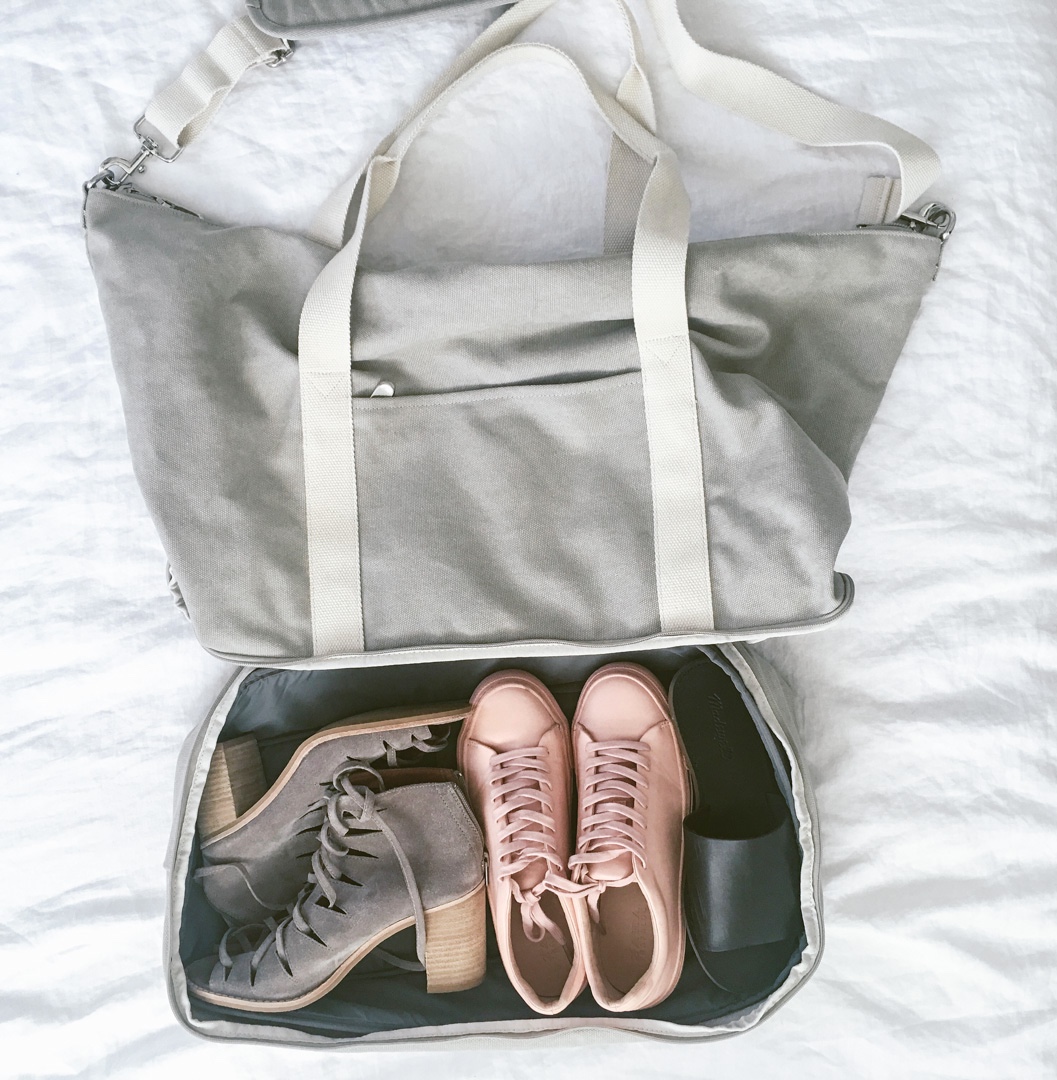 Packing tips from Dash Of Panache featuring a Lo and Sons Catalina Weekender Deluxe, Madewell, and Diptyque