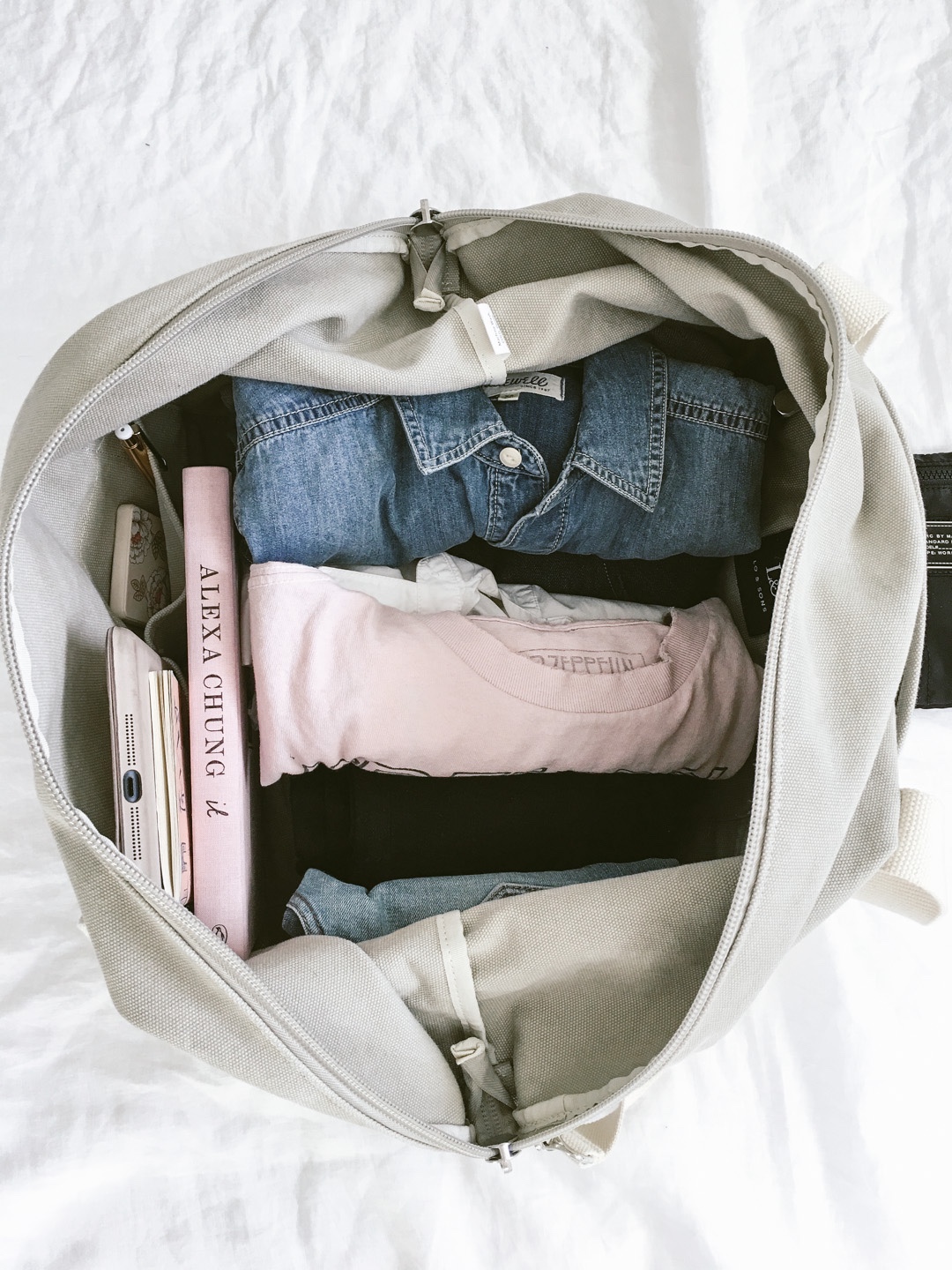 Packing tips from Dash Of Panache featuring a Lo and Sons Catalina Weekender Deluxe, Madewell, and Rag and Bone
