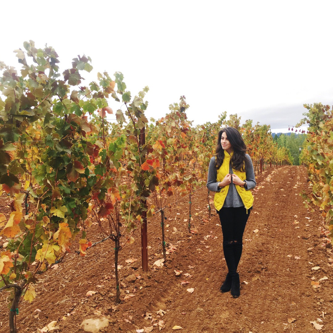Jackie Roque in a vineyard in Portland