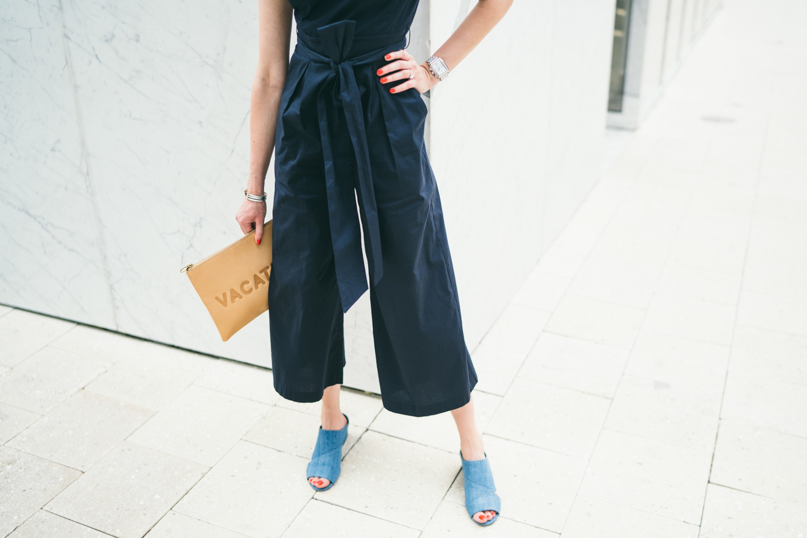 Jackie Roque styling a Chelsea 28 Culotte jumpsuit in Miami.