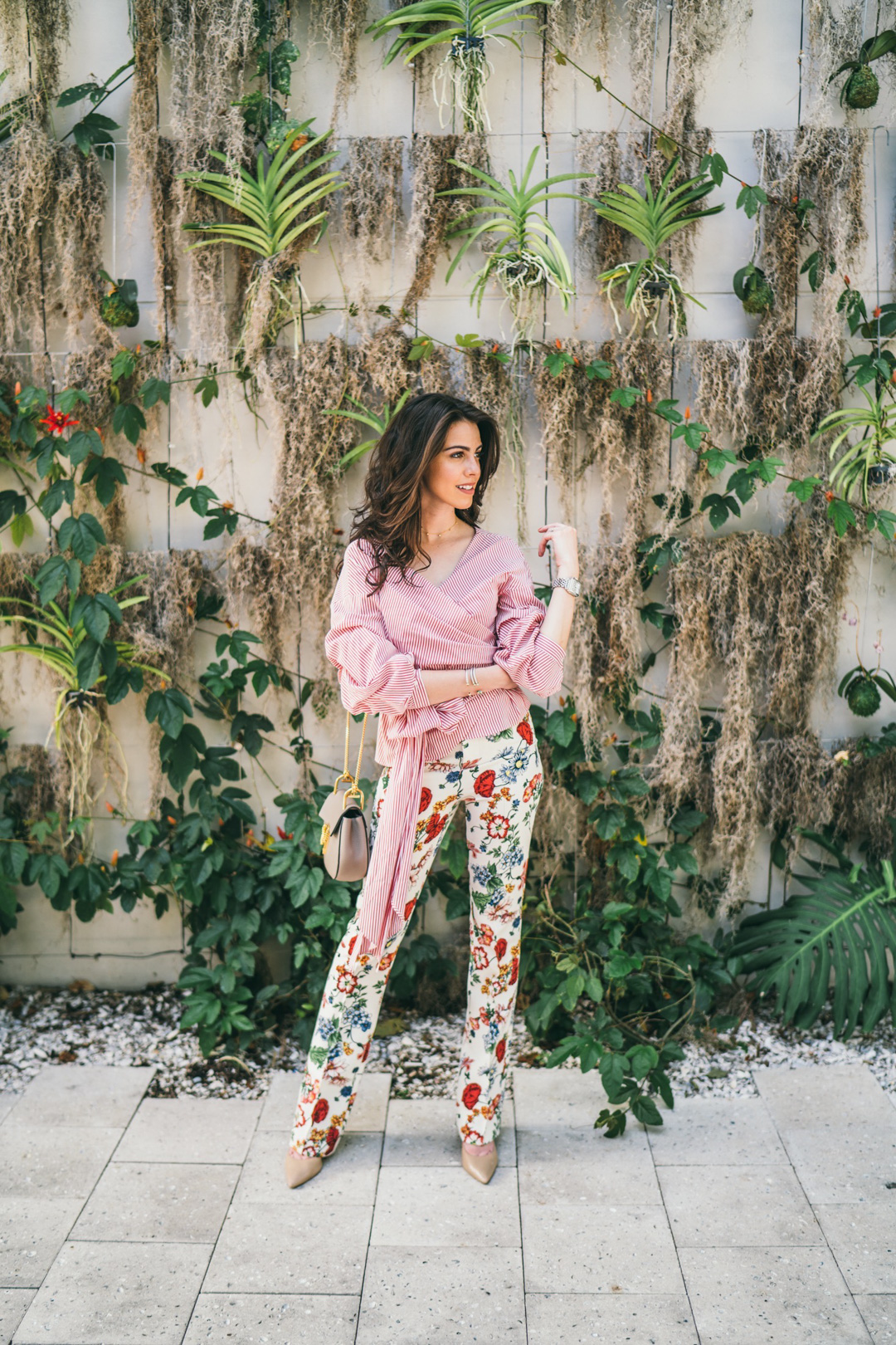 Jackie styling mixed prints in Miami.
