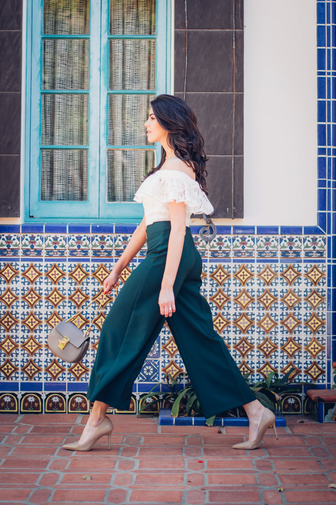 Jackie Roque styling a Topshop Culotte in Malibu.