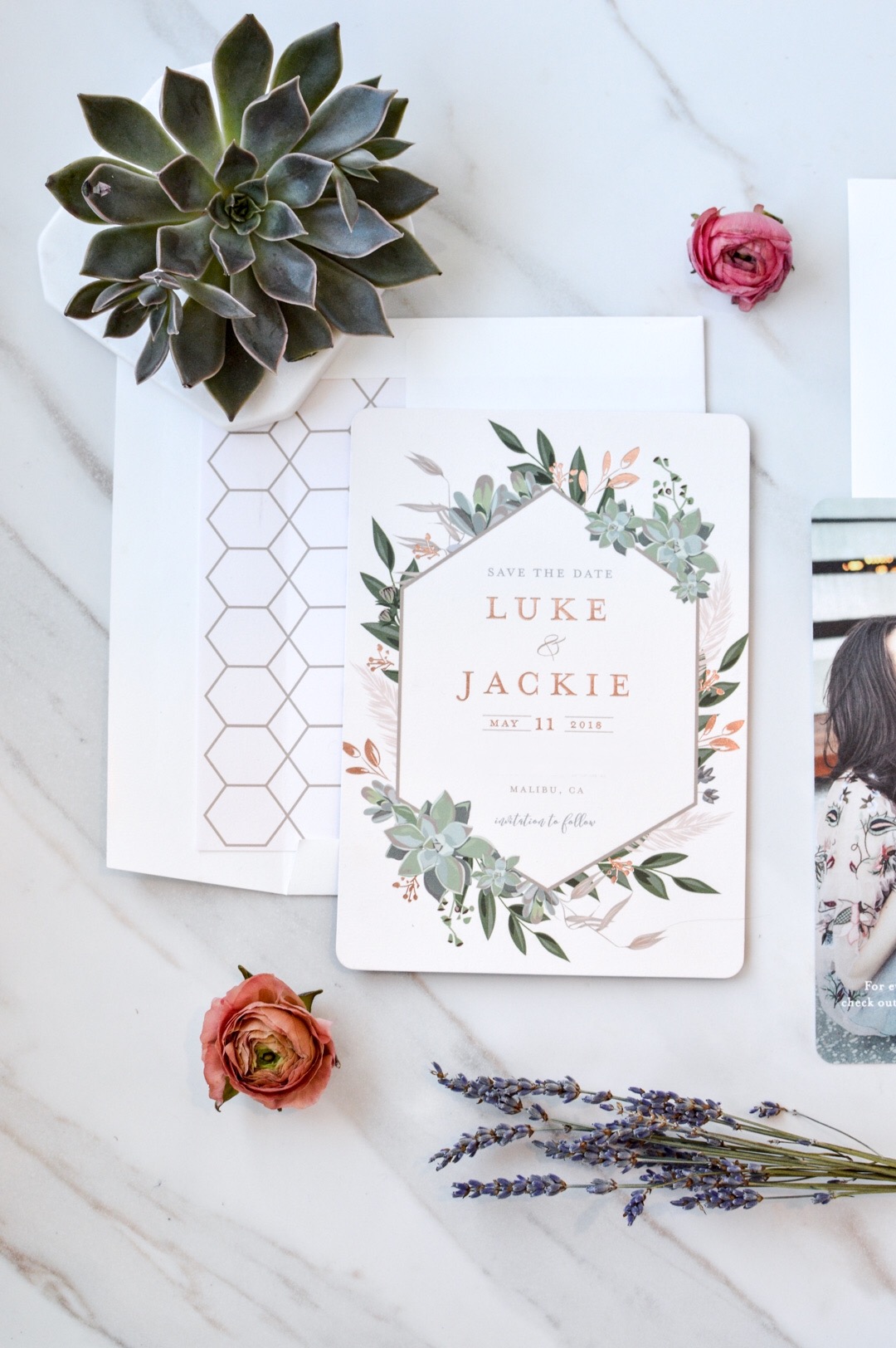 Jackie and Luke's Save the date from Minted
