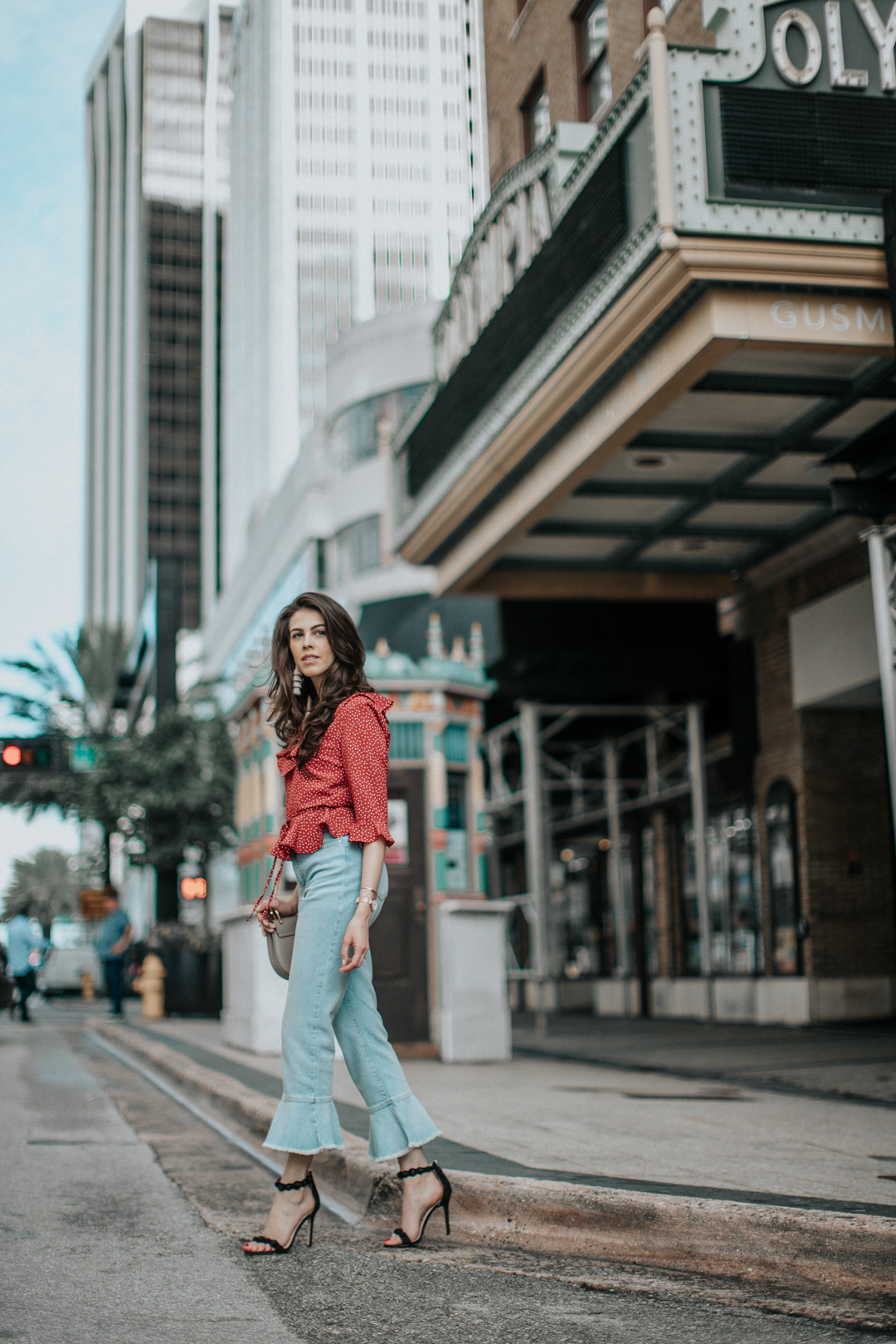 Jackie Roque styling a Frill toyshop look in Downtown Miami.