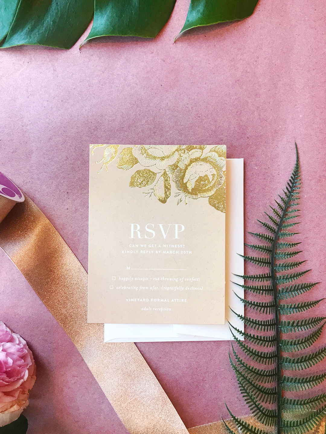 Minted RSVP card customized.