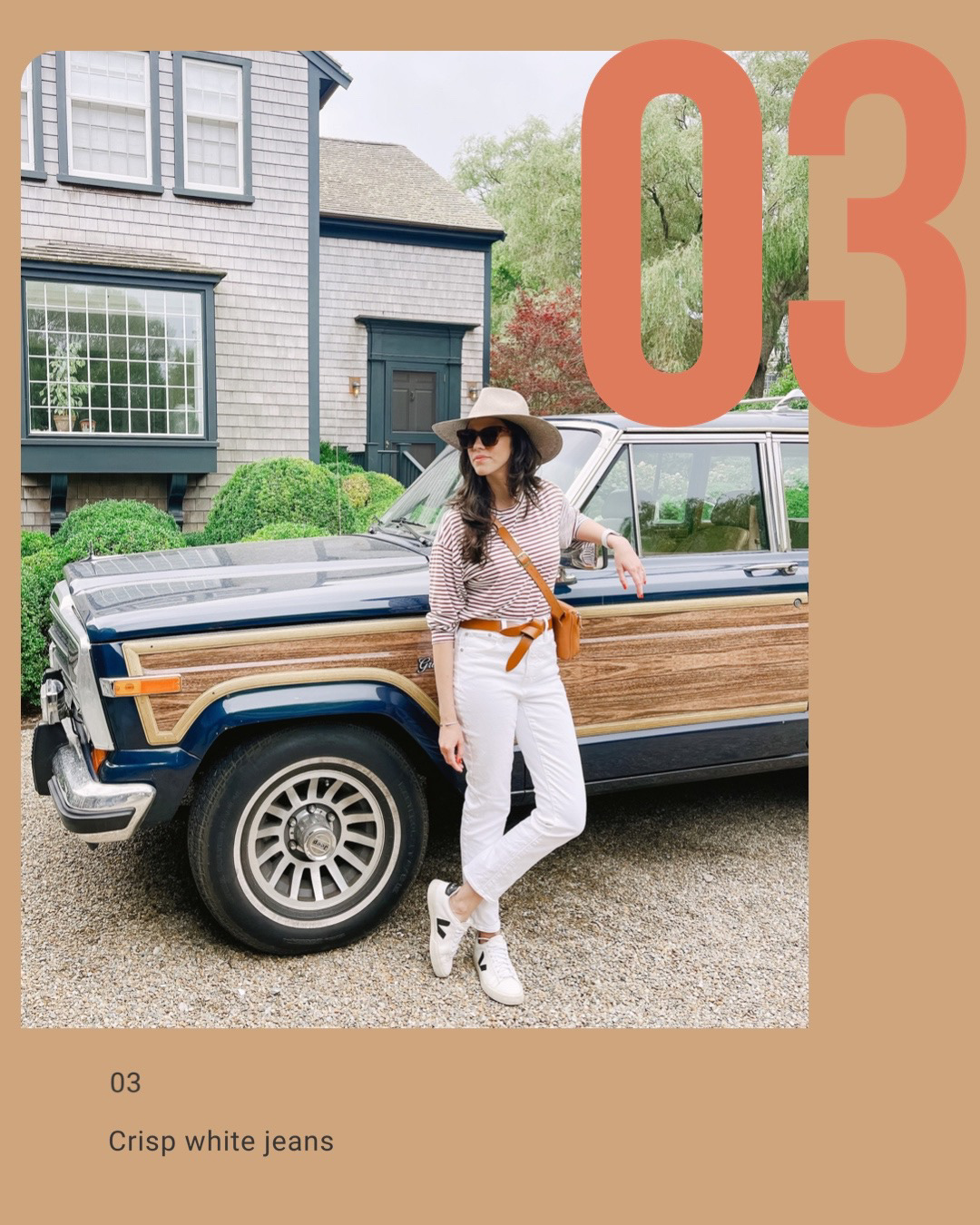 Jackie styling Madewell White Perfect Vintage jeans in Nantucket.